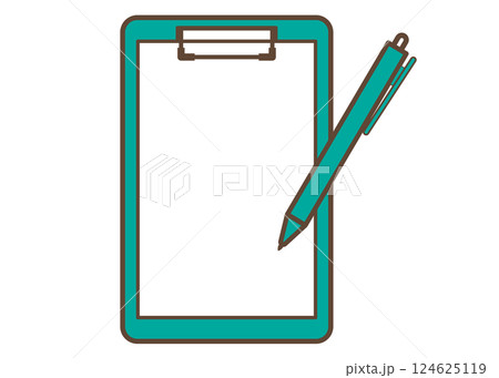 クリップボードとペンのシンプルなイラスト クリップボードとペンのシンプルなイラスト 124625119