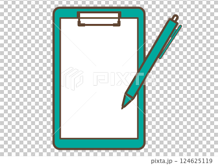 クリップボードとペンのシンプルなイラスト クリップボードとペンのシンプルなイラスト 124625119