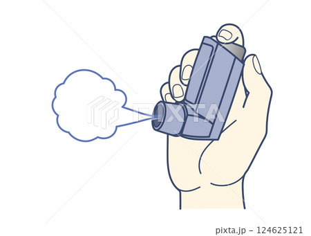 吸入器具を押す手 124625121