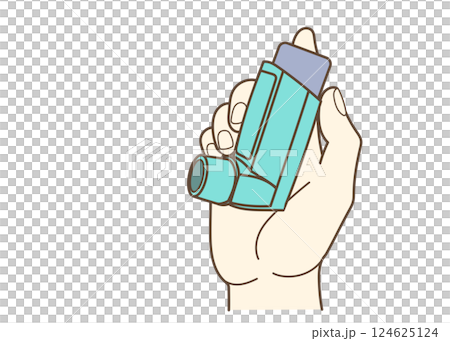Hand holding an inhaler 124625124