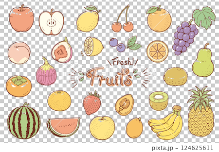 Simple fruit illustration set 124625611