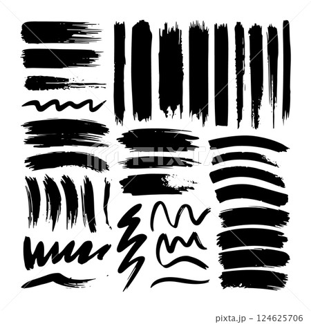 A set of expressive ink brush strokes and abstract patterns, great for creative backgrounds, grunge design, and artistic branding. A set of expressive ink brush strokes and abstract patterns, great for creative backgrounds, grunge design, and artistic branding. 124625706