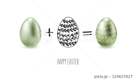 Happy Easter eggs, hand drawn illustration	 124625927