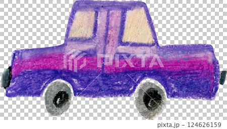 Cute stylized oil pastel retro purple car illustration. Bright violet and pink color hand drawn old-fashioned auto clipart for kids t-shirt textile design, sticker, label, nursery poster Cute stylized oil pastel retro purple car illustration. Bright violet and pink color hand drawn old-fashioned auto clipart for kids t-shirt textile design, sticker, label, nursery poster 124626159