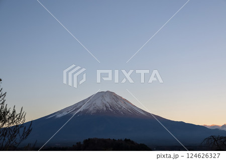 View of landscape fuji mountain in winter at Lake Kawaguchi View of landscape fuji mountain in winter at Lake Kawaguchi 124626327