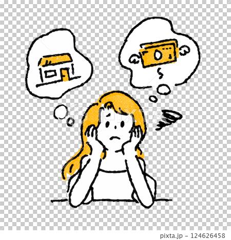 家計に悩む女性 124626458