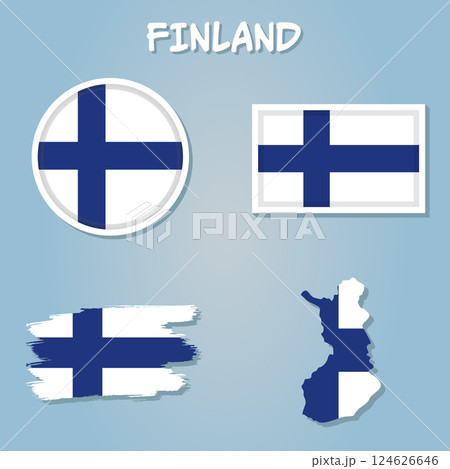 Finland map colored with flag colors isolated vector illustration. 124626646