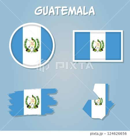 Map of Guatemala, Flag of Guatemala on it. Map of Guatemala, Flag of Guatemala on it. 124626656