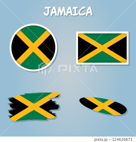 Jamaica map vector, Jamaica flag vector, isolated Jamaica. 124626671