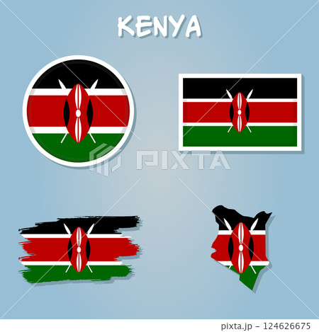 Simple flat flag map of the Republic of Kenya. 124626675