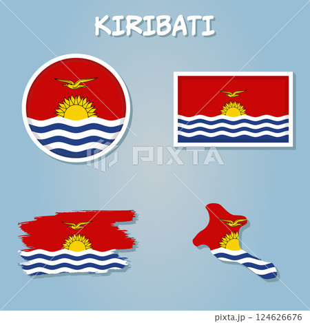 Kiribati map on a world map with flag and map pointer, vector illustration. Kiribati map on a world map with flag and map pointer, vector illustration. 124626676
