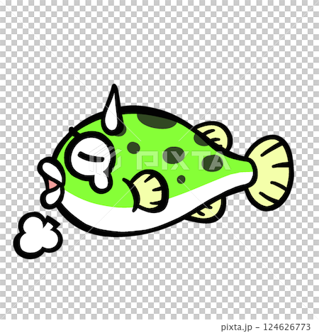 悲傷的河豚的簡單插圖 124626773