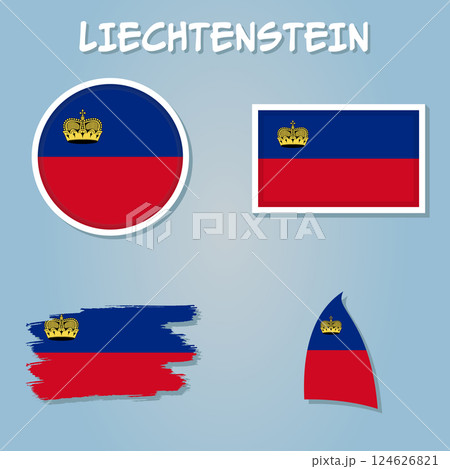 Liechtenstein map country of Europe, European flag illustration, vector isolated. Liechtenstein map country of Europe, European flag illustration, vector isolated. 124626821