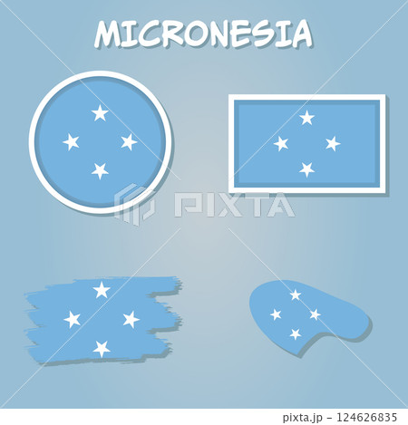 Map of Federated States of Micronesia in Federated States of Micronesia flag colors. 124626835