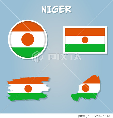 Niger National Flag Map Design, Illustration Of Niger Country Flag Inside The Map. Niger National Flag Map Design, Illustration Of Niger Country Flag Inside The Map. 124626848