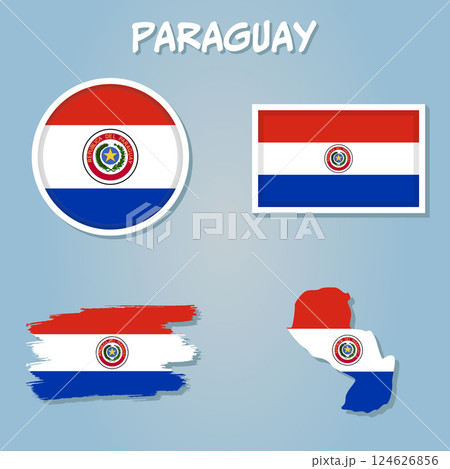 Paraguay map with national flag. Paraguay map with national flag. 124626856
