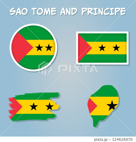 Map of Sao Tome and Principe with an official flag, llustration on white background. Map of Sao Tome and Principe with an official flag, llustration on white background. 124626870