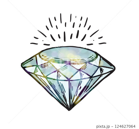 Diamond, crystal, Hand drawn style, vector illustration. Diamond, crystal, Hand drawn style, vector illustration. 124627064