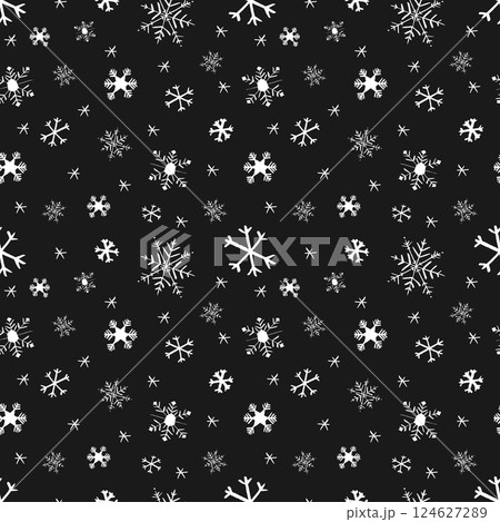 Winter snow flakes doodles seamless pattern. Winter snow flakes doodles seamless pattern. 124627289