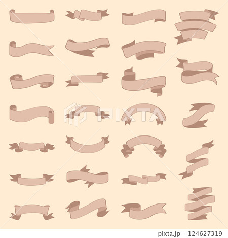 Red ribbon set in Isolated, vector Illustration. 124627319