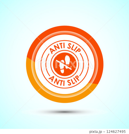 Anti slip icon design illustration. Non slip safety icon, Slip prevention sign symbol, Button design Anti slip icon design illustration. Non slip safety icon, Slip prevention sign symbol, Button design 124627495
