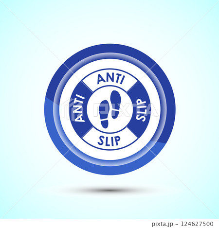 Anti slip icon design illustration. Non slip safety icon, Slip prevention sign symbol, Button design Anti slip icon design illustration. Non slip safety icon, Slip prevention sign symbol, Button design 124627500