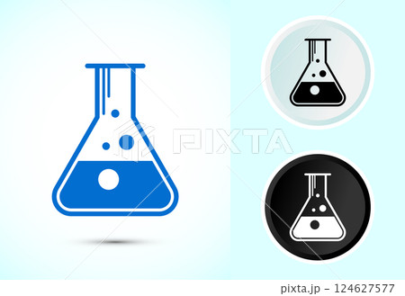 Lab flask icon design illustration, chemical flask icon for apps and websites, Color black and white 124627577