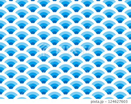 波をイメージさせる変形青海波のパターン 124627603
