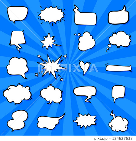 Set of hand drawn comics style speech bubbles. 124627638