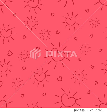 Seamless romantic pattern red hearts. 124627656