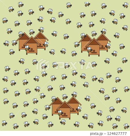 Bee hive. Seamless pattern. Vector illustration. Bee hive. Seamless pattern. Vector illustration. 124627777