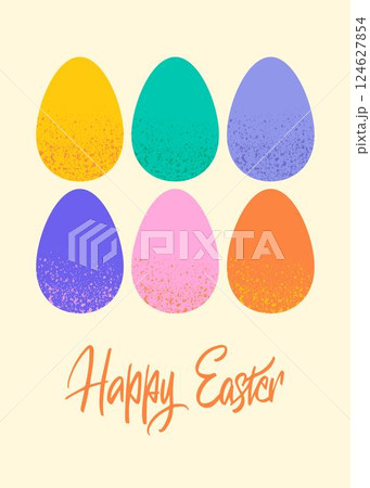 Happy Easter Lettering Greeting Card Happy Easter Lettering Greeting Card 124627854