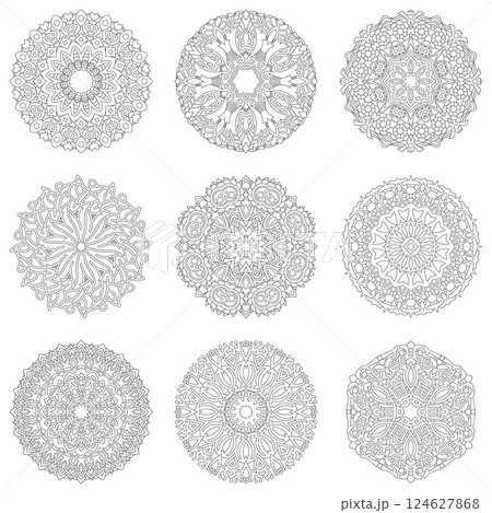 Circular pattern in form of mandala. 124627868