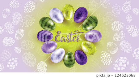 Happy easter hand drawn illustration	 124628068