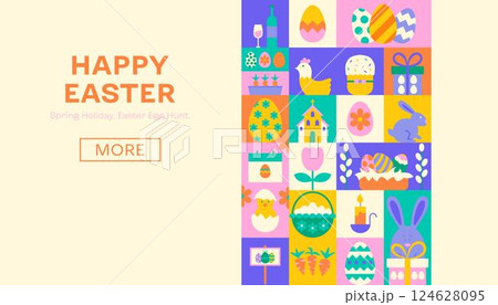 Happy Easter Geometrical Web Banner Happy Easter Geometrical Web Banner 124628095