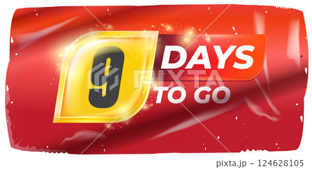 Nine Days To Go Vector: Bold White Numerals on Dynamic Red and Yellow Background, Modern Countdown Design for Anticipated Events and Crucial Deadlines, Perfect for Marketing Nine Days To Go Vector: Bold White Numerals on Dynamic Red and Yellow Background, Modern Countdown Design for Anticipated Events and Crucial Deadlines, Perfect for Marketing 124628105
