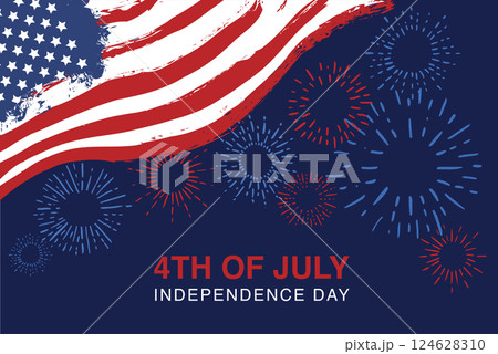 USA grunge flag. Independence day of the United States, July 4th.	 124628310