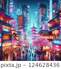 未来と伝統が交差する街並み 124628436