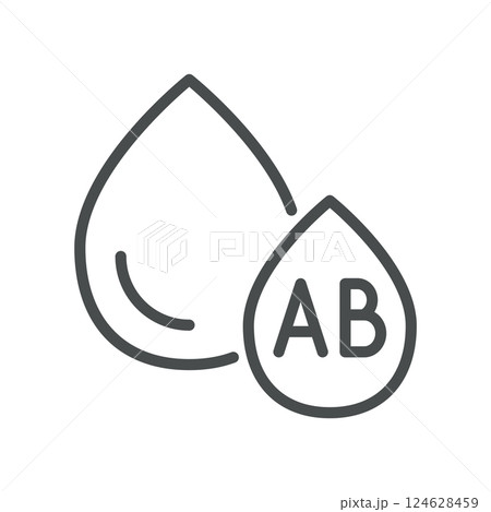 Blood Type AB Icon. Thin Line Illustration of Blood Drops Indicating AB Group, Used in Medical Testing, Transfusion, and Typing. Isolated Vector Sign for Healthcare Applications 124628459