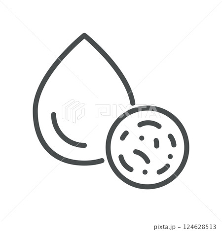 Protozoa Blood Test Icon. Minimal Line Illustration of Protozoan Shape and Test Tube Representing Parasites tests, Parasitology, Infection Diagnosis and Hematological Screening 124628513