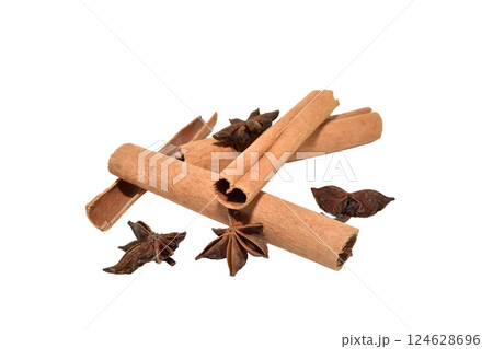 Dry cinnamon sticks, a fragrant spice for cakes. Dry cinnamon sticks, a fragrant spice for cakes. 124628696