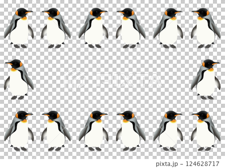 可愛的國王企鵝框架插圖 可愛的國王企鵝框架插圖 124628717