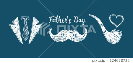 Happy Fathers Day, hand drawn style, vector illustration.	 124628723