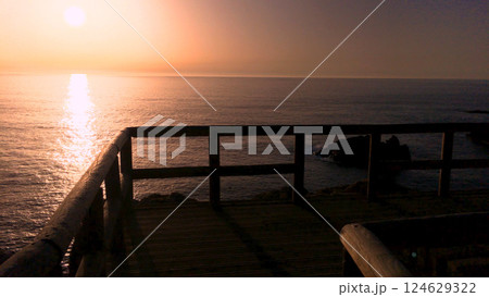 Sunset view from the wooden walkway 124629322
