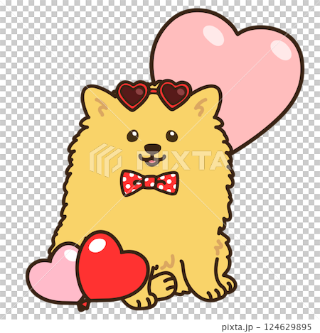 情人節博美犬插圖輪廓 124629895