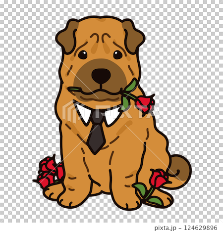 バレンタイン仕様のシャーペイのイラスト　主線あり 124629896