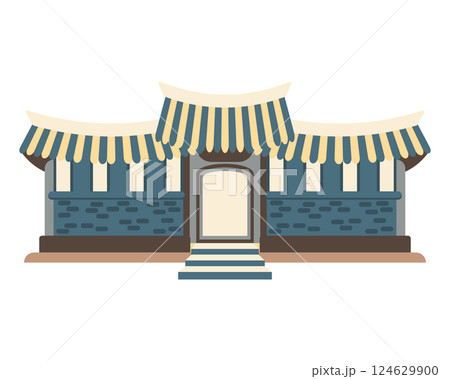 Japanese traditional temple or asian pagoda, japanese traditional landmark. Flat style illustration. 124629900
