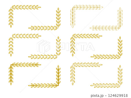金の月桂樹の葉の角フレームセット 金の月桂樹の葉の角フレームセット 124629918