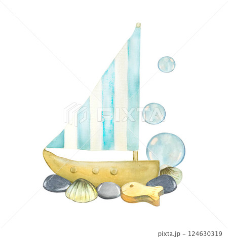 sea toy watercolor sea toy watercolor 124630319