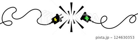 Electric socket with a plug. Connect and disconnect concept banner or background. Modern background vector illustration. Electric socket with a plug. Connect and disconnect concept banner or background. Modern background vector illustration. 124630353